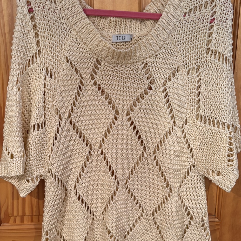 Tobi Beige Open-Knit Sweater